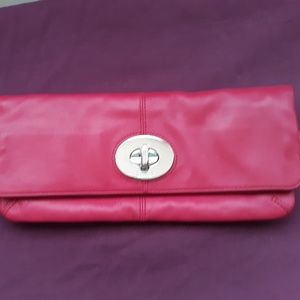 Rare!  Hot Pink Coach Clutch with Turn Lock